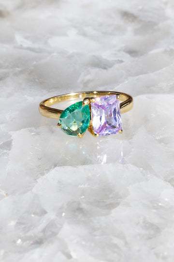 PERFECT PAIR RING- AMETHYST + PARAIBA